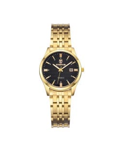 Business Style Classic Stainless Steel Chain Women Watch - Golden with Black