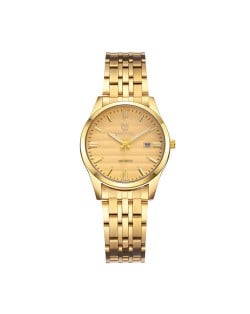 Business Style Classic Stainless Steel Chain Women Watch - Golden