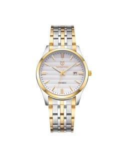Business Style Classic Stainless Steel Chain Man Watch - Golden with Silver