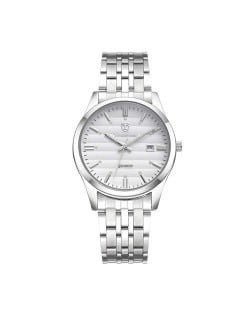 Business Style Classic Stainless Steel Chain Man Watch - Silver