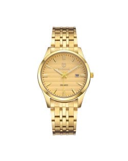 Business Style Classic Stainless Steel Chain Man Watch - Golden