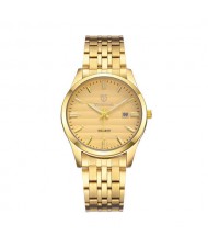 Business Style Classic Stainless Steel Chain Man Watch - Golden