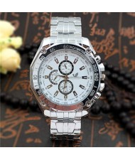 Classic Sport Style Exaggerated Big Dial Man Watch - White