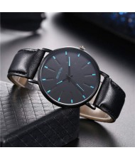 Korean Fashion Simple Design Belt Man Wholesale Watch - Black with Blue