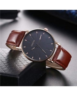 Korean Fashion Simple Design Belt Man Wholesale Watch - Brown with Khaki