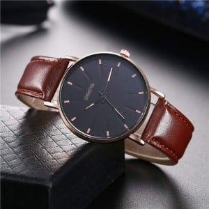 Korean Fashion Simple Design Belt Man Wholesale Watch - Brown with Khaki