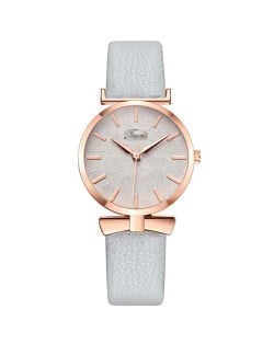 Leaf Texture Surface Minimalist Fashion Women Wholesale Watch - White