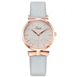 Leaf Texture Surface Minimalist Fashion Women Wholesale Watch - White