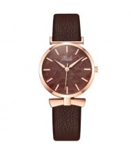 Leaf Texture Surface Minimalist Fashion Women Wholesale Watch - Brown