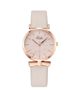 Leaf Texture Surface Minimalist Fashion Women Wholesale Watch - Beige