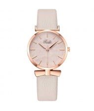 Leaf Texture Surface Minimalist Fashion Women Wholesale Watch - Beige