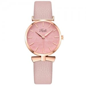 Leaf Texture Surface Minimalist Fashion Women Wholesale Watch - Pink