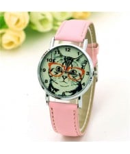 Cute Cat Digital Scale American Popular Style Women Wholesale Watch - Pink