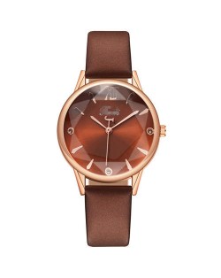 Prismatic Glass Cover Women Minimalist Fashion Wholesale Watch - Brown