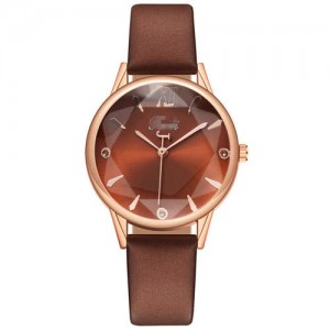 Prismatic Glass Cover Women Minimalist Fashion Wholesale Watch - Brown