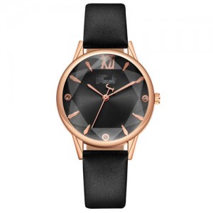 Prismatic Glass Cover Women Minimalist Fashion Wholesale Watch - Black