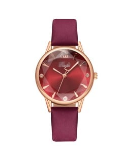 Prismatic Glass Cover Women Minimalist Fashion Wholesale Watch - Red