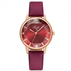 Prismatic Glass Cover Women Minimalist Fashion Wholesale Watch - Red