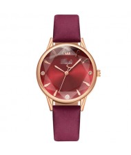 Prismatic Glass Cover Women Minimalist Fashion Wholesale Watch - Red