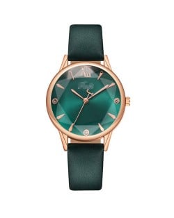 Prismatic Glass Cover Women Minimalist Fashion Wholesale Watch - Green