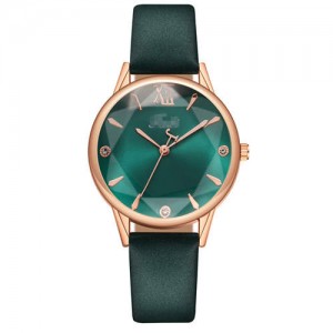 Prismatic Glass Cover Women Minimalist Fashion Wholesale Watch - Green