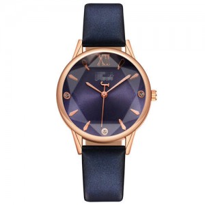 Prismatic Glass Cover Women Minimalist Fashion Wholesale Watch - Blue