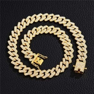 Rhombus Cuban Chain Hip-hop Cool Fashion Wholesale Necklace - Golden