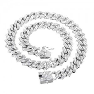 Rhombus Cuban Chain Hip-hop Cool Fashion Wholesale Necklace - Silver