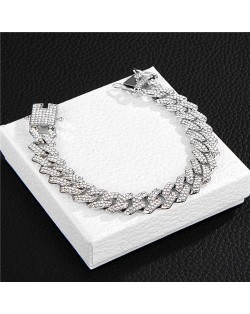 Rhombus Cuban Chain Hip-hop Cool Fashion Wholesale Bracelet - Silver