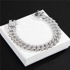 Rhombus Cuban Chain Hip-hop Cool Fashion Wholesale Bracelet - Silver