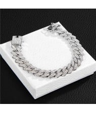 Rhombus Cuban Chain Hip-hop Cool Fashion Wholesale Bracelet - Silver