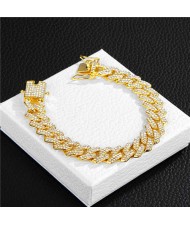 Rhombus Cuban Chain Hip-hop Cool Fashion Wholesale Bracelet - Golden