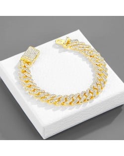 Rhombus Cuban Chain Hip-hop Cool Fashion Wholesale Bracelet - Golden