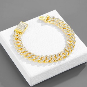 Rhombus Cuban Chain Hip-hop Cool Fashion Wholesale Bracelet - Golden