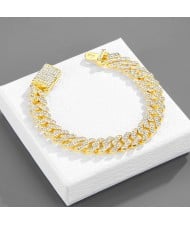 Rhombus Cuban Chain Hip-hop Cool Fashion Wholesale Bracelet - Golden