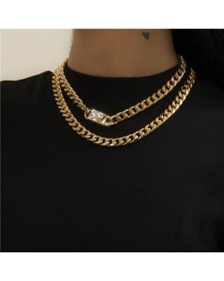 Rhombus Cuban Chain Hip-hop Cool Fashion Wholesale Necklace - Silver