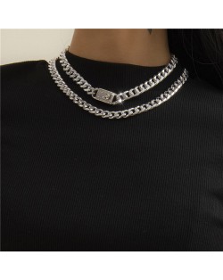 Vintage Cuban Chain Hip-hop Style Double Layers Fashion Wholesale Necklace - Golden