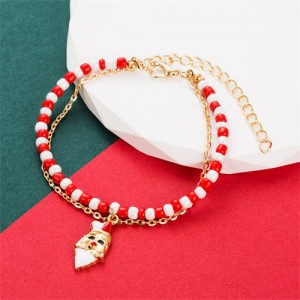 Christmas Accessories Red and White Beads Fashion Wholesale Bracelet - Santa Claus