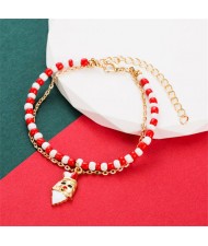 Christmas Accessories Red and White Beads Fashion Wholesale Bracelet - Santa Claus