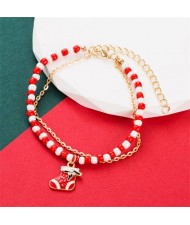 Christmas Accessories Red and White Beads Fashion Wholesale Bracelet - Socks