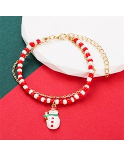 Christmas Accessories Red and White Beads Fashion Wholesale Bracelet - Santa Claus