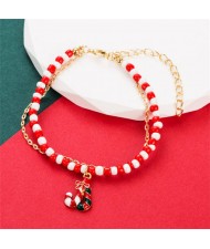 Christmas Accessories Red and White Beads Fashion Wholesale Bracelet - Umbrella Handle