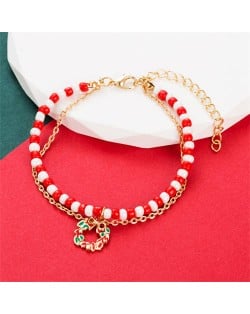 Christmas Accessories Red and White Beads Fashion Wholesale Bracelet - Umbrella Handle