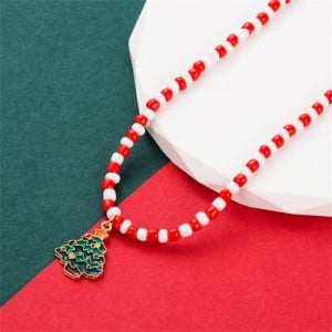 Christmas Accessories Red and White Beads Fashion Wholesale Necklace