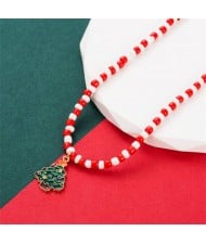 Christmas Accessories Red and White Beads Fashion Wholesale Necklace