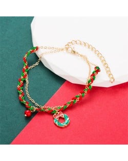 Christmas Accessories Red and White Beads Fashion Wholesale Bracelet - Wreath