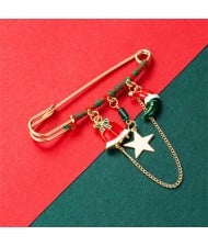 Christmas Accessories Colorful Oil-spot Glaze Bell and Moon  High Fashion Women Brooch