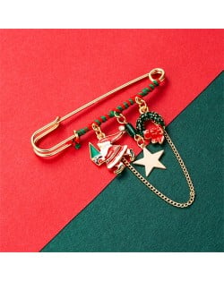 Christmas Accessories Colorful Oil-spot Glaze Bell and Moon  High Fashion Women Brooch