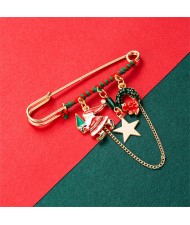 Christmas Accessories Colorful Oil-spot Glaze Bell and Moon  High Fashion Women Brooch