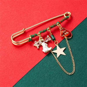 Christmas Accessories Colorful Oil-spot Glaze Elk and Glove High Fashion Women Brooch